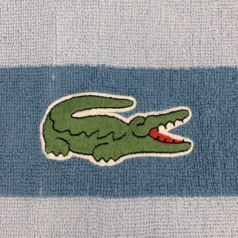Lacoste Bath Towel Shades of Blue Alligator logo 30x52 inch New NWT